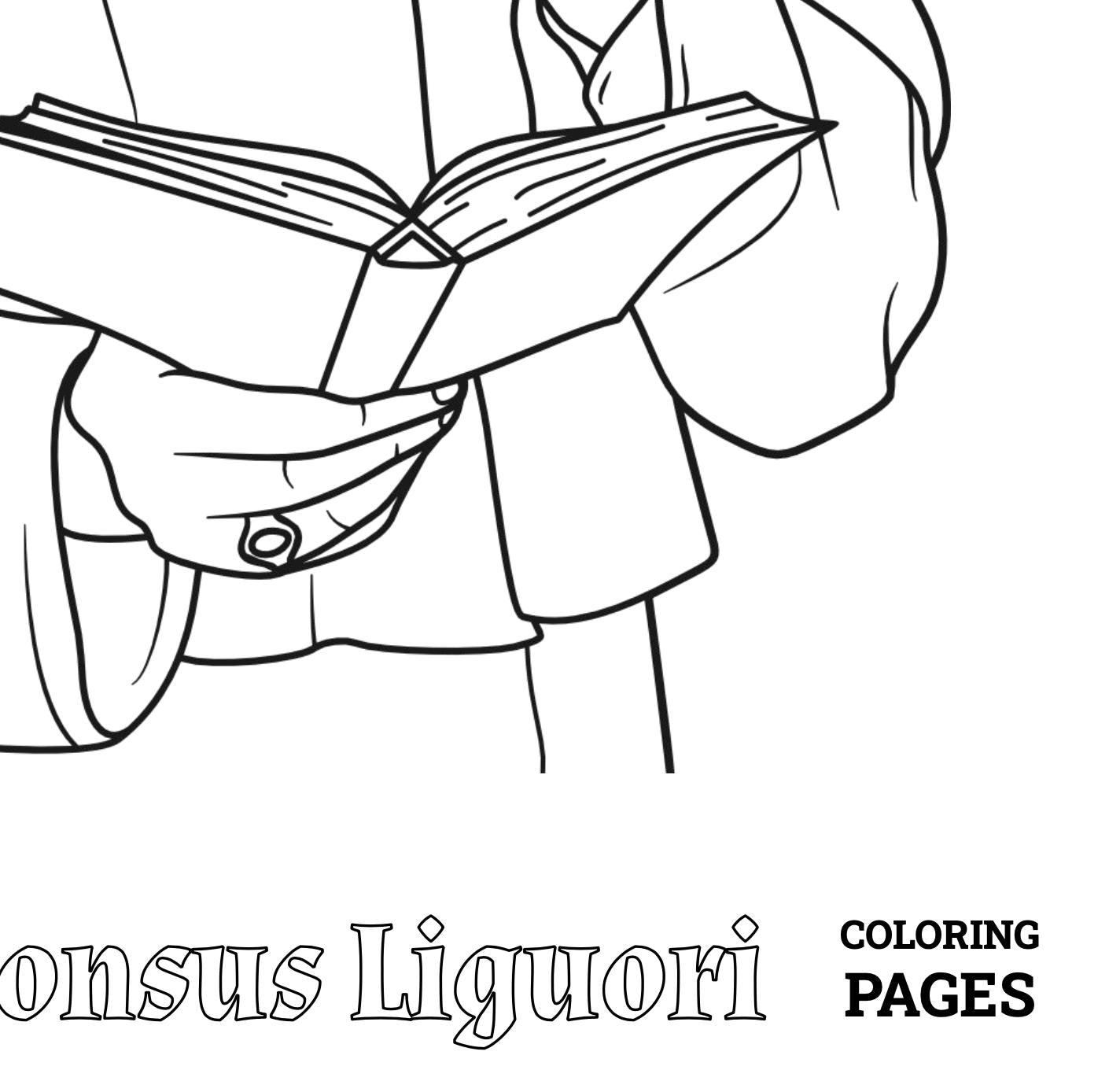 Saint Alphonsus Liguori, Printable Catholic Coloring Page, High-Resolution PDF Download, Unlimited Prints, Catholic Education, Homeschool