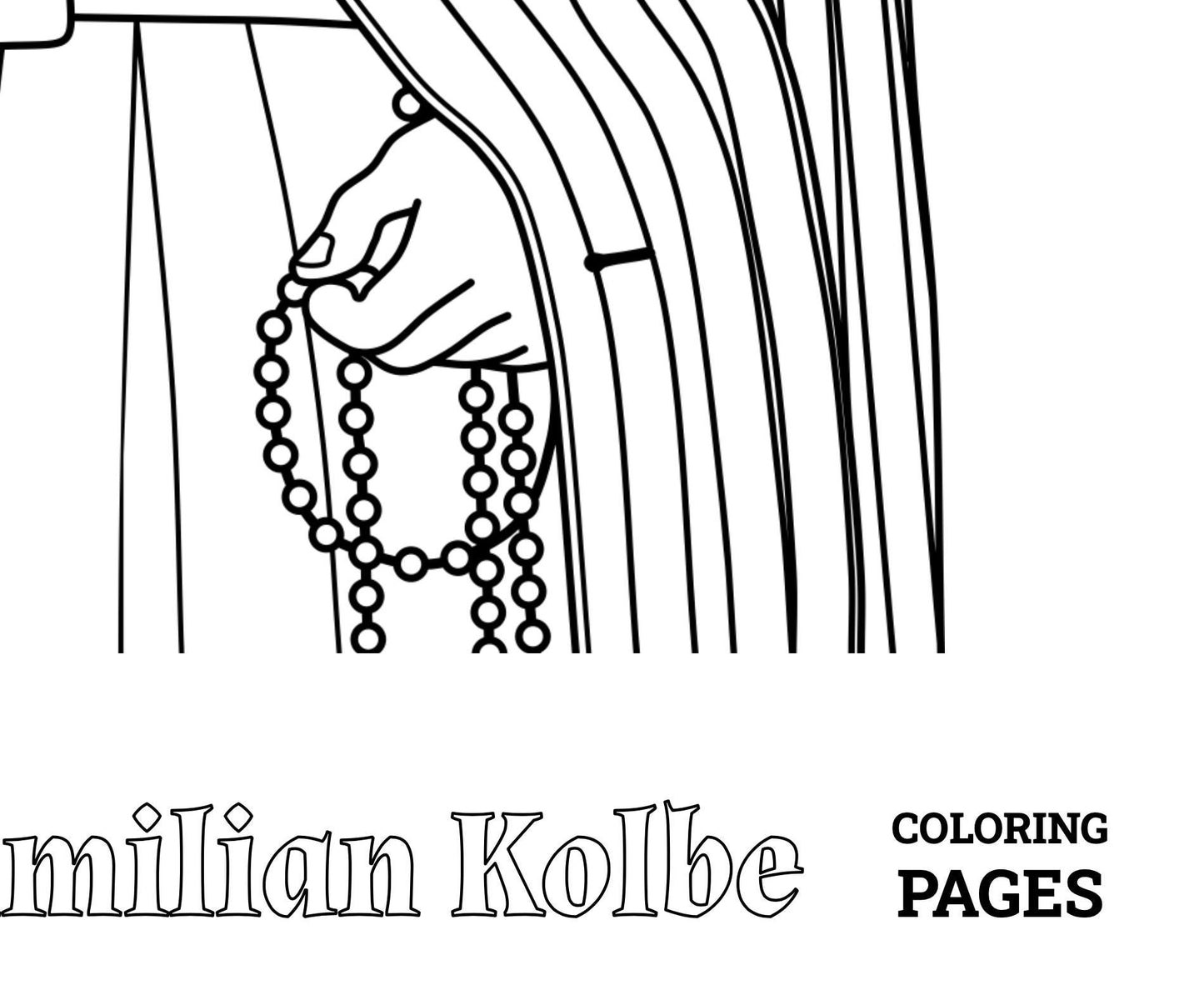 Saint Maximilian Kolbe, Printable Catholic Coloring Page, High-Resolution PDF Download, Unlimited Prints, Catholic Education, Homeschool