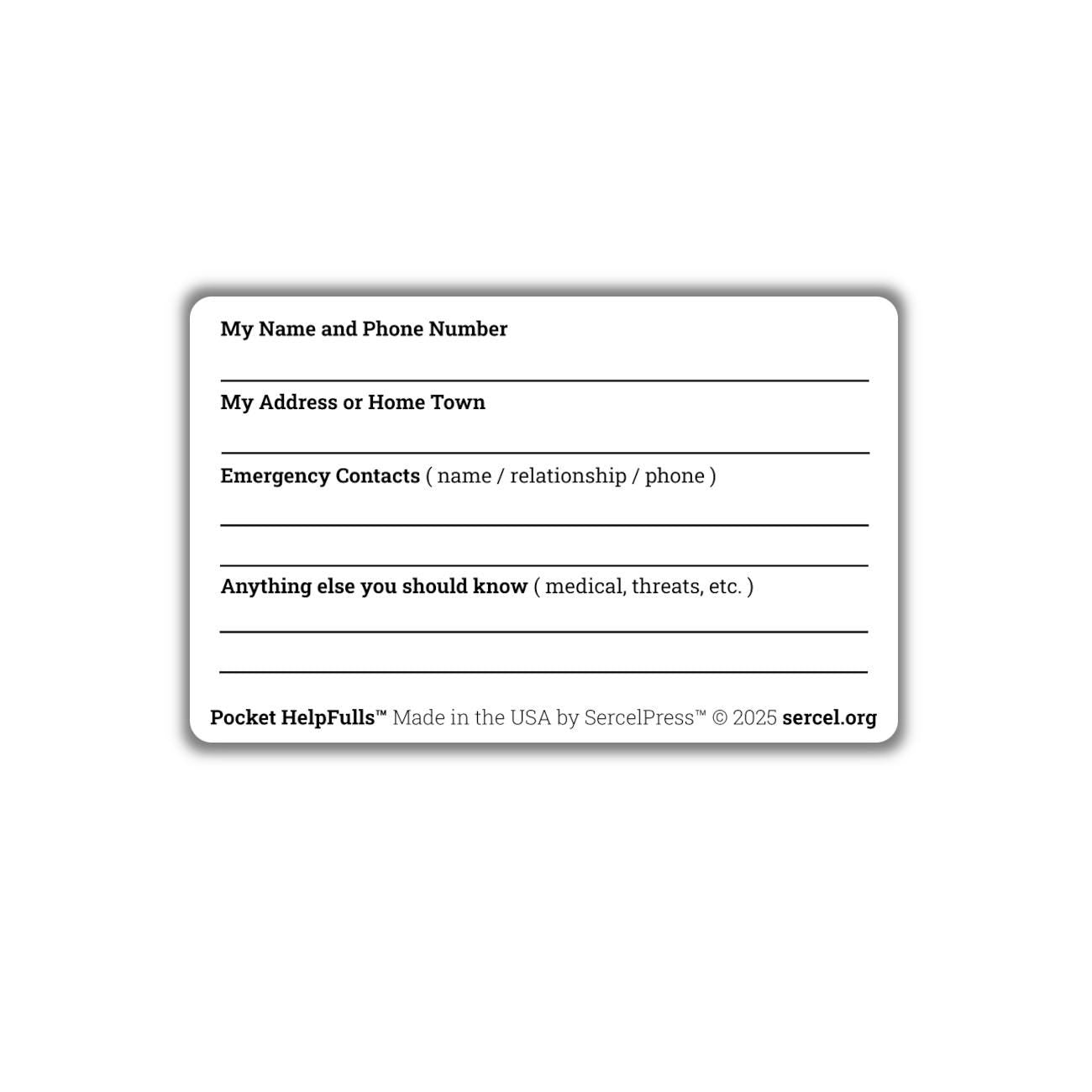 I Need Help—Emergency Wallet Card — Discreet Safety Alert for Women, Teens, Nonverbal Adults — Silent Rescue Signal — USA Pocket HelpFulls™