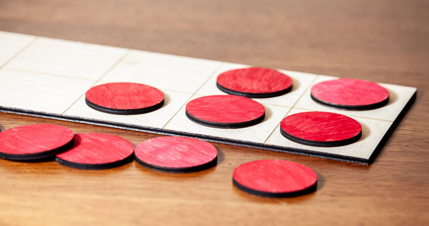 Wooden Ten Frame with Double-Sided Counting Discs | 10x4 Inch Birch Wood Math Board | Classroom Use, Homeschool, Montessori | Made in USA