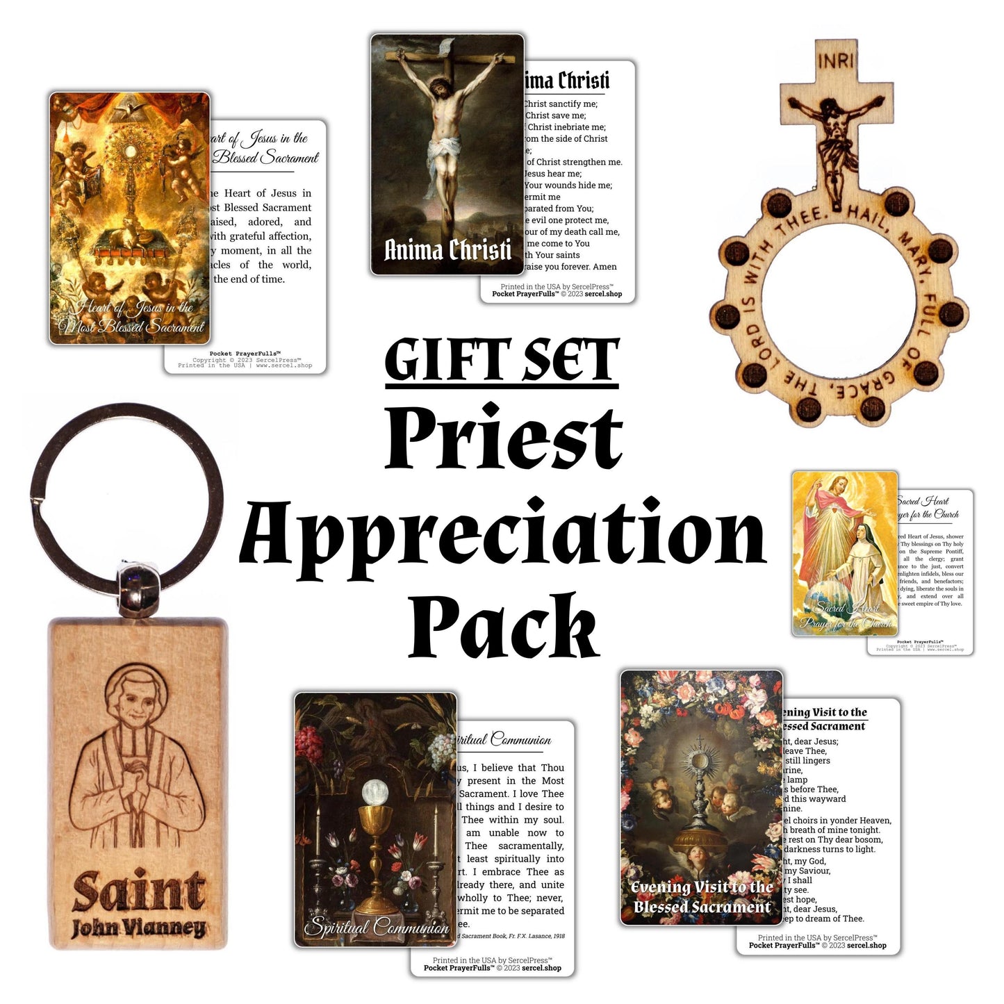 Priest Appreciation Pack – Catholic Gift Set with Sacred Heart, St. John Vianney, Eucharistic Prayers – Gift Set for Thanking Your Priest