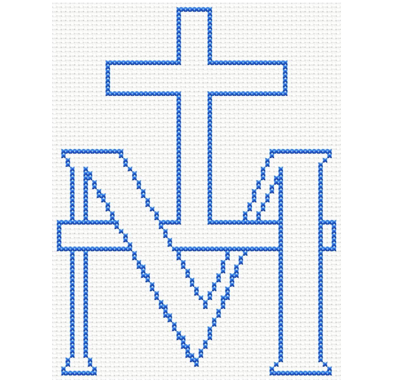 Marian Cross – Catholic Cross Stitch Pattern PDF – 65x85 Stitches – Religious Cross Stitch Chart – Instant Digital Download