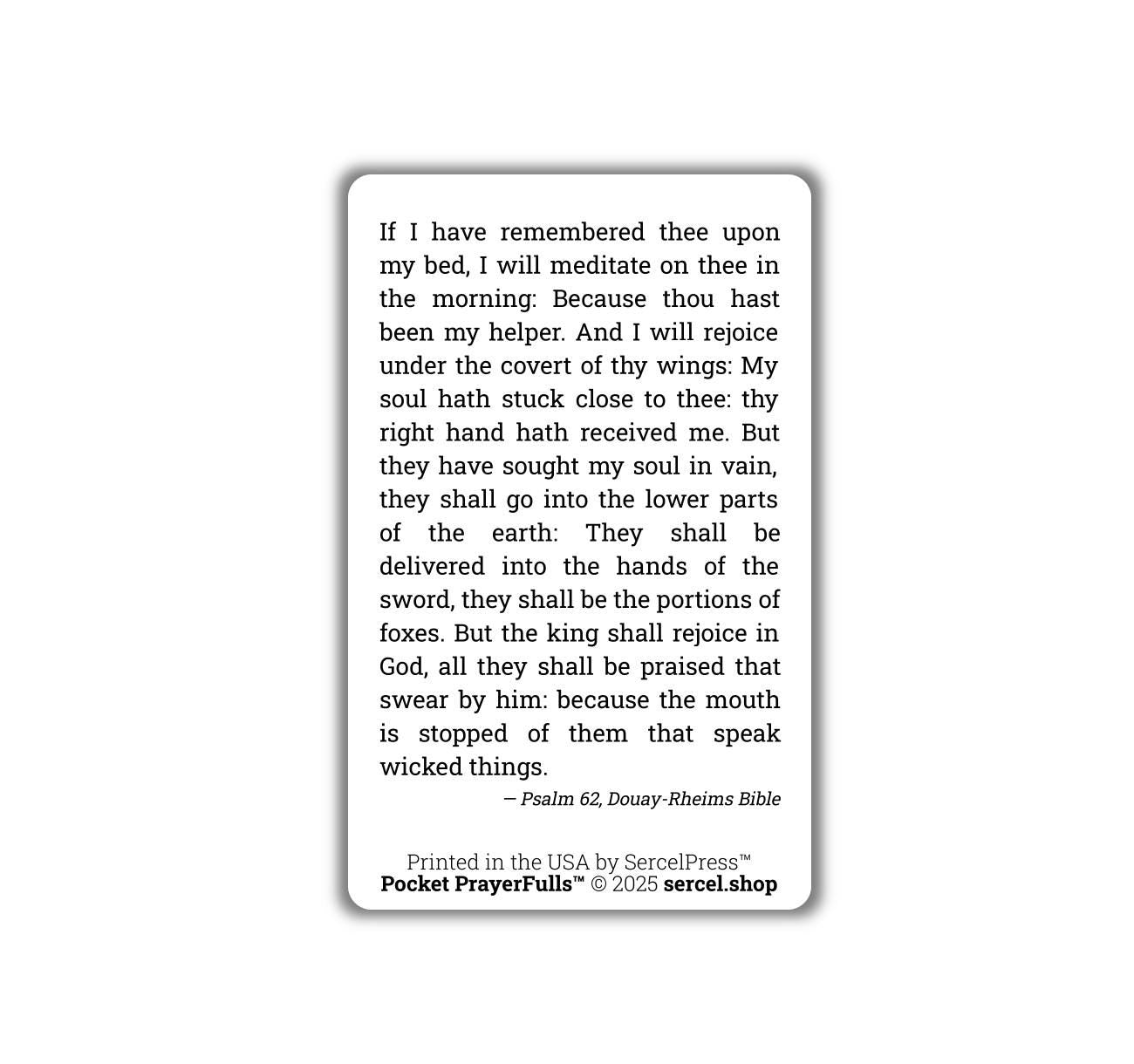 Psalm 63: Pocket PrayerFulls™ | Durable Wallet Holy Cards | Holy Bible | Douay-Rheims | Scripture | Psalms