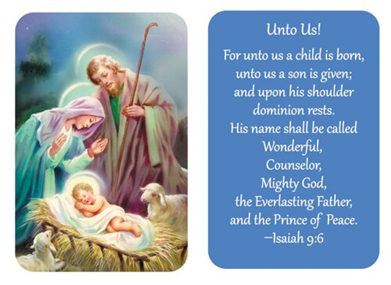 Christmas Wallet Holy Cards & Prayers, Pack of 54