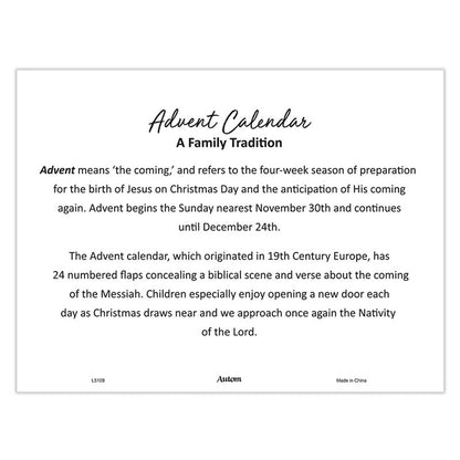 O Come Let Us Adore Him Advent Calendar, ONE (1) Calendar, 10" W x 7-5/8" H