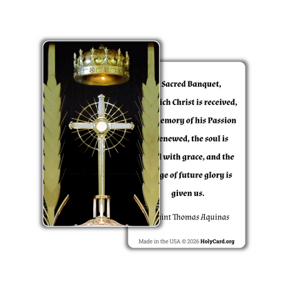 Blessed Sacrament Prayer Card – O Sacred Banquet by St. Thomas Aquinas – Eucharistic Adoration Holy Card – Pocket PrayerFulls