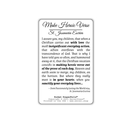 St. Josemaria Escriva, Make Heroic Verse: Pocket PrayerFulls™ | Durable Wallet Prayer Cards | Catholic Saints