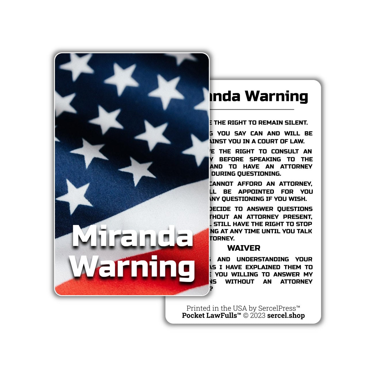 Miranda Warning: Pocket LawFulls | Durable Wallet Card | Law Enforcement | Police