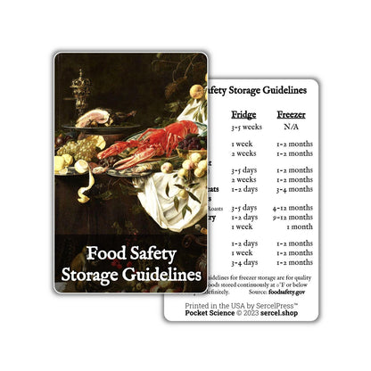 Food Safety Storage Guidelines Reference Card | Durable Wallet Pocket Reference Card | Pocket Science, Kitchen