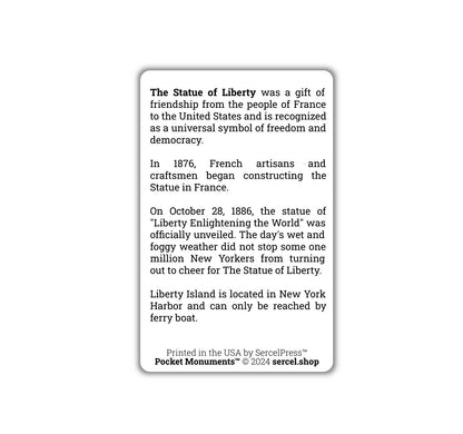 Statue of Liberty | National Monument | Durable Wallet Souvenir Card | United States of America
