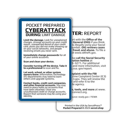 How to Survive a Cyber Attack | Pocket Prepared | Durable Wallet Emergency Response Card