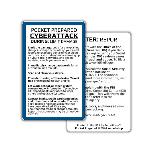 How to Survive a Cyber Attack | Pocket Prepared | Durable Wallet Emergency Response Card