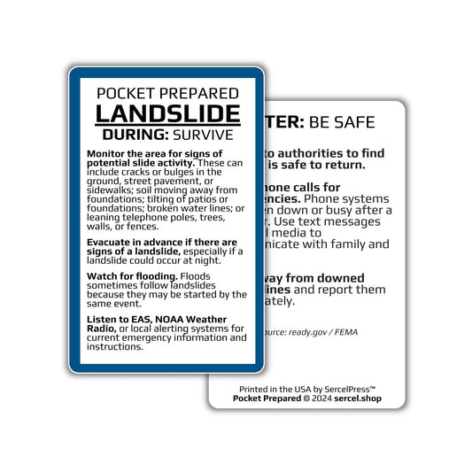 How to Survive a Landslide | Pocket Prepared | Durable Wallet Emergency Response Card