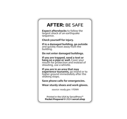 How to Survive an Earthquake | Pocket Prepared | Durable Wallet Emergency Response Card