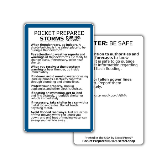 How to Survive a Thunderstorm | Pocket Prepared | Durable Wallet Emergency Response Card