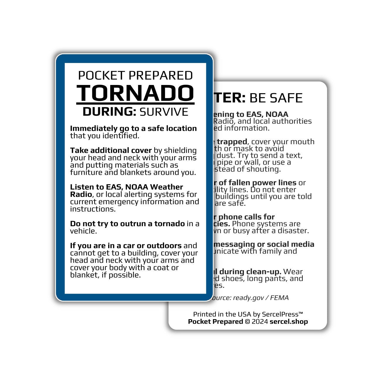 How to Survive a Tornado | Pocket Prepared | Durable Wallet Emergency Response Card