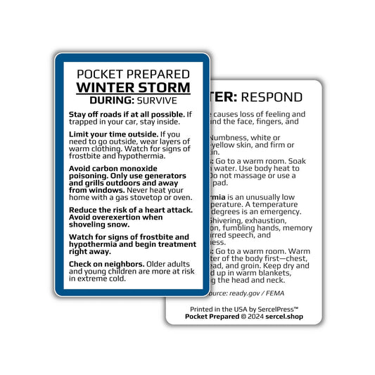 How to Survive a Winter Storm | Pocket Prepared | Durable Wallet Emergency Response Card