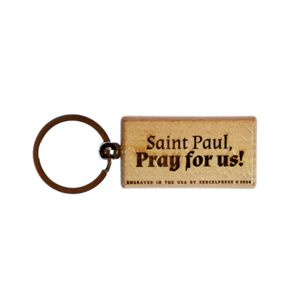 Saint Paul, Hand-Colored, Solid Wood Keychain, Engraved in the USA