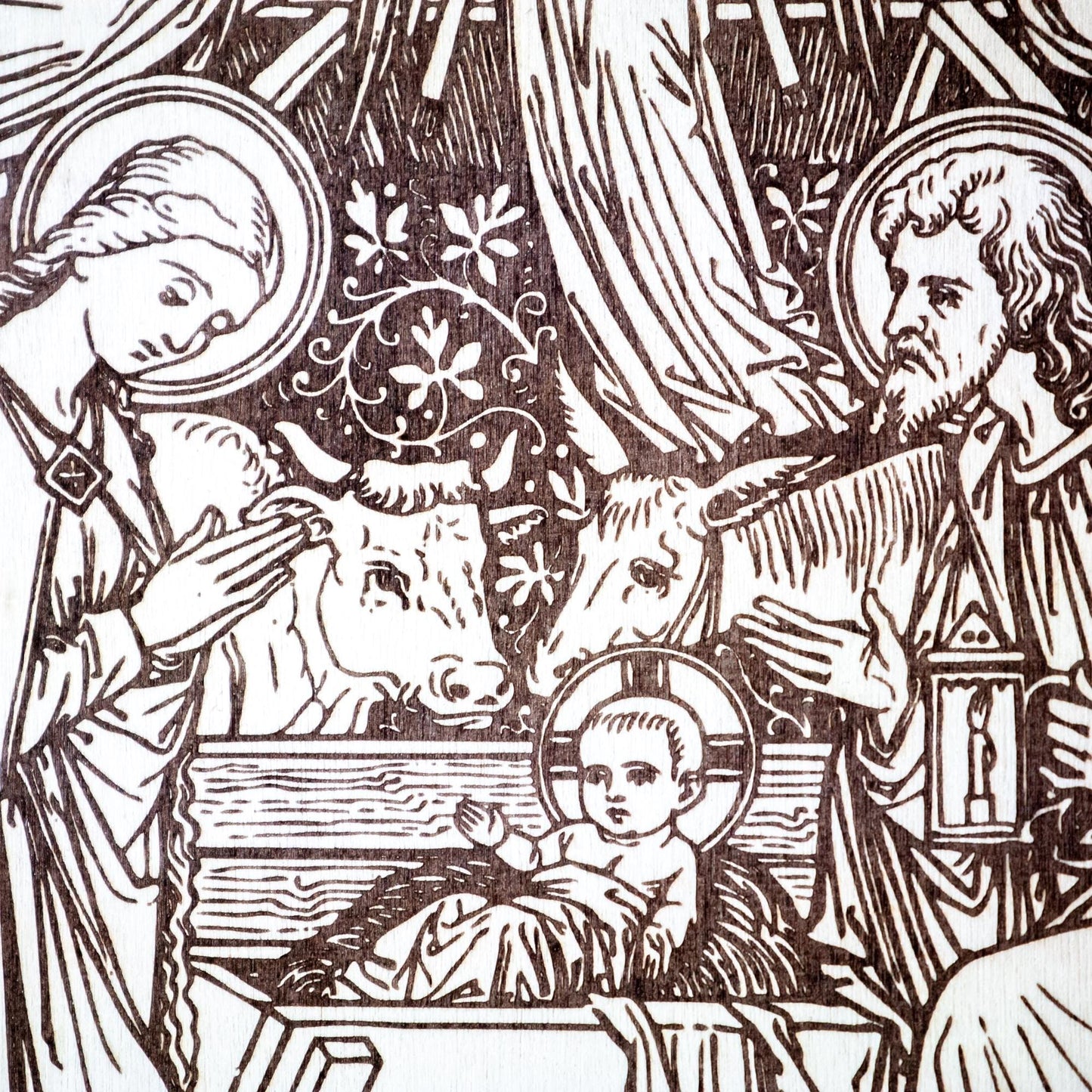 Nativity Scene, Christmas, Laser-Engraved Wood Panel Wall Art, 8" x 10"  | Engraved in the USA