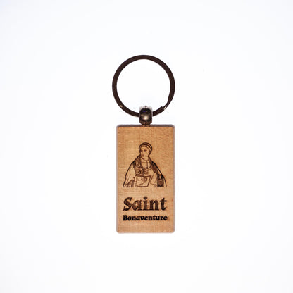 Saint Bonaventure, Solid Wood Keychain, Engraved in the USA, Catholic