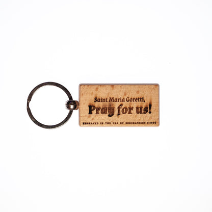 Saint Maria Goretti, Solid Wood Keychain, Engraved in the USA, Catholic