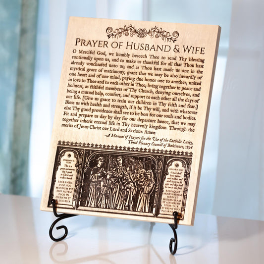 Prayer of Husband and Wife, 8x10 inch Laser-Engraved Wood Wall Art  | Engraved in the USA | Catholic Living