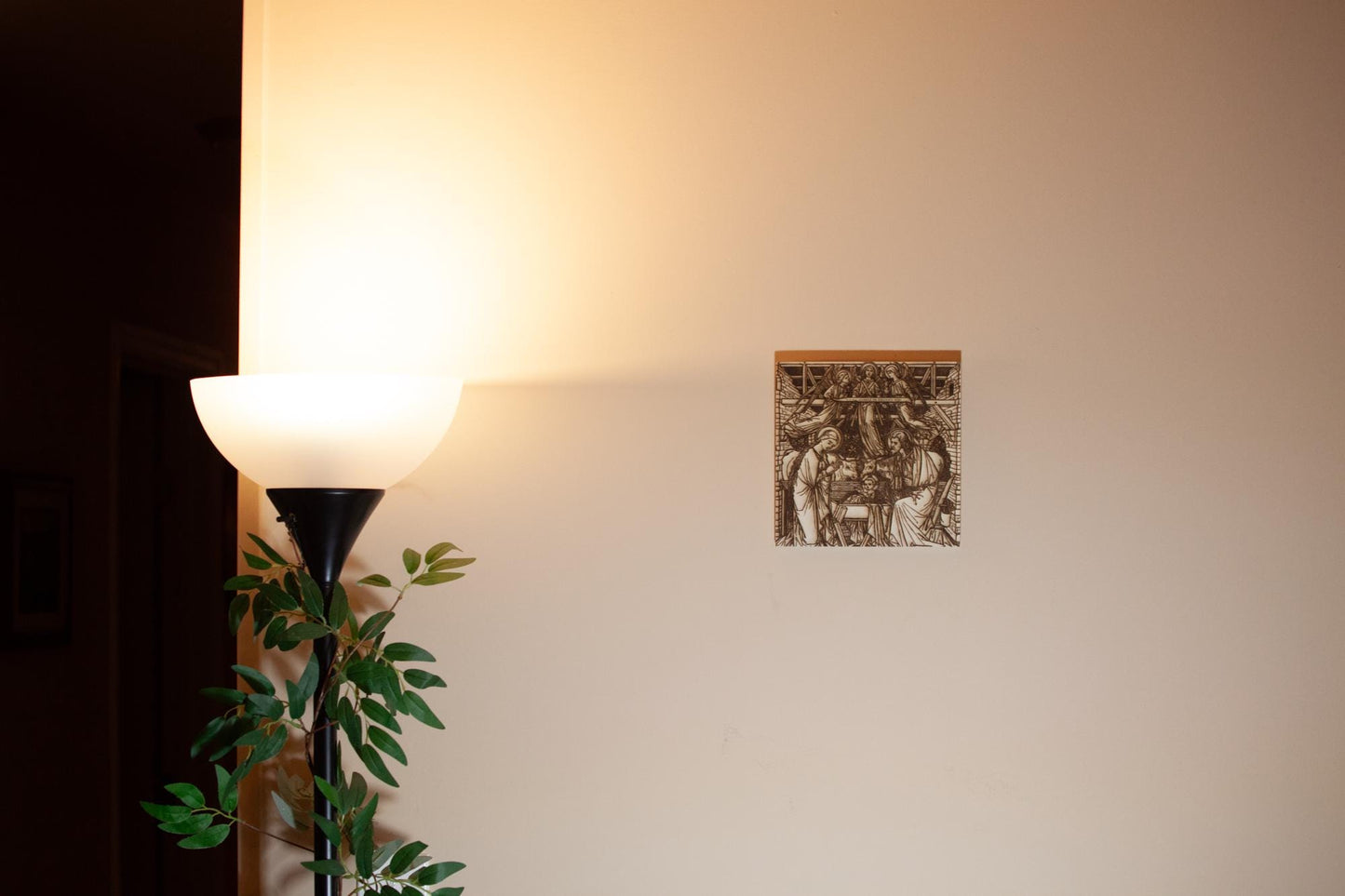 Nativity Scene, Christmas, Laser-Engraved Wood Panel Wall Art, 8" x 8"  | Engraved in the USA