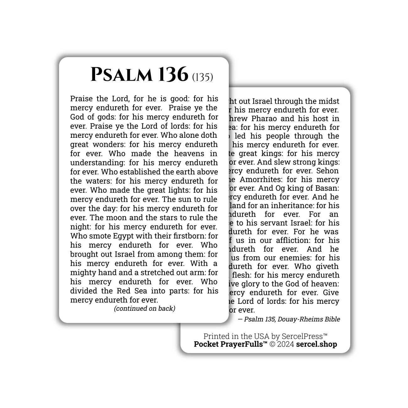 Douay-Rheims Psalms Holy Cards: Pocket PrayerFulls™ | Durable Wallet Holy Cards | Holy Bible | Douay-Rheims | Scripture | Psalms