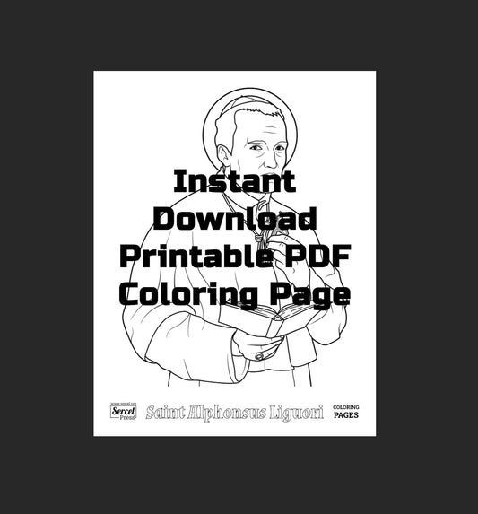 Saint Alphonsus Liguori, Printable Catholic Coloring Page, High-Resolution PDF Download, Unlimited Prints, Catholic Education, Homeschool
