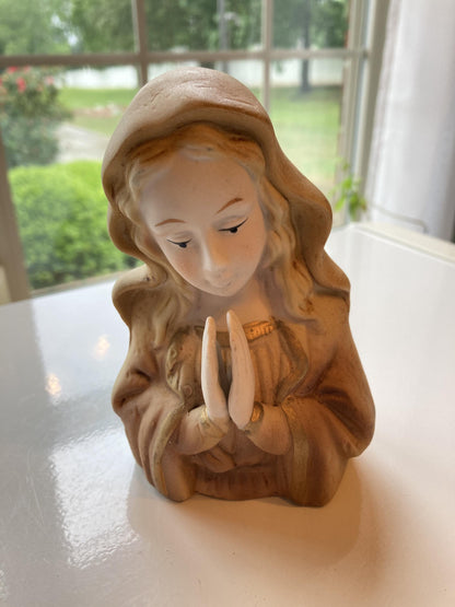 Vintage Ceramic Virgin Mary with Praying Hands Figurine