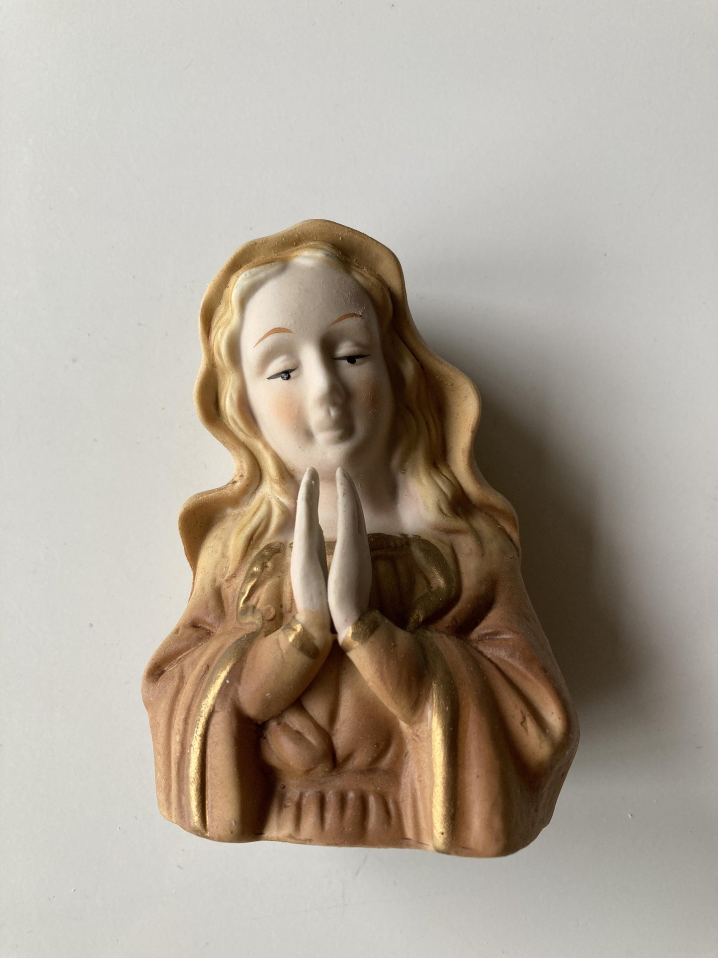 Vintage Ceramic Virgin Mary with Praying Hands Figurine