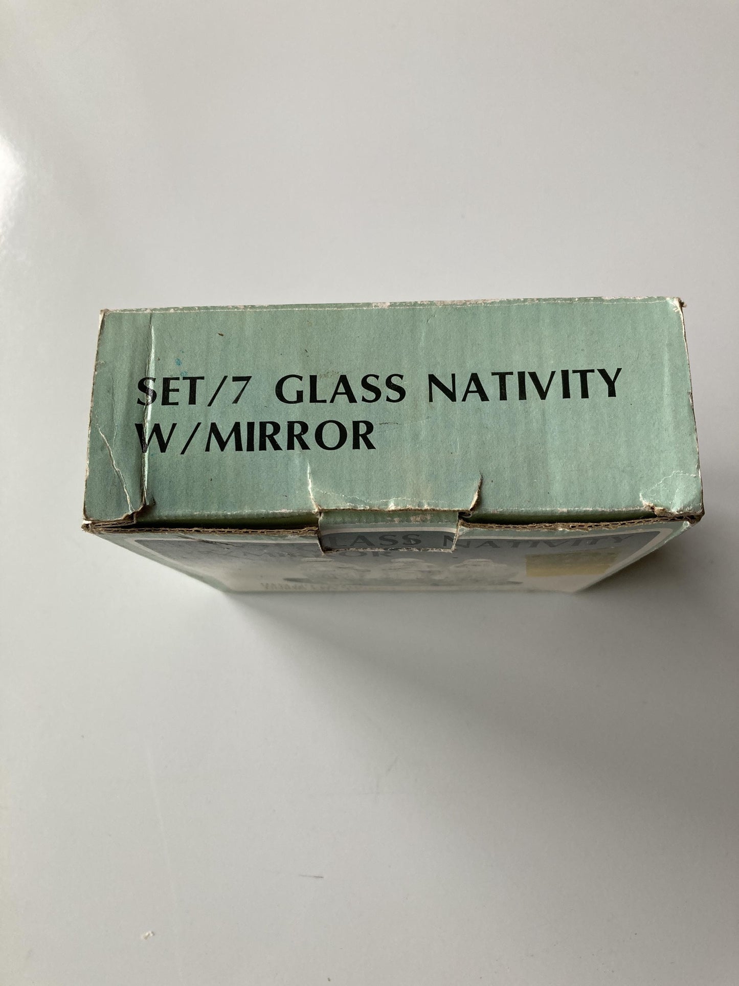 Vintage Set/7 Glass Nativity W/Mirror