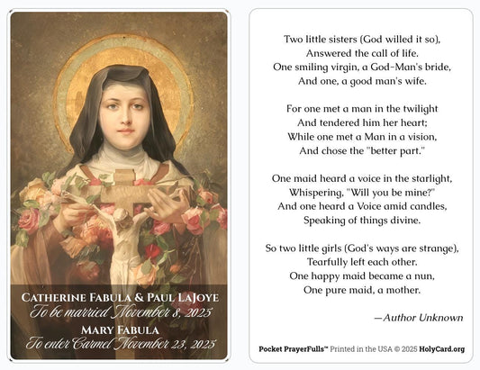 500 x Personalized St. Therese Event Holy Cards