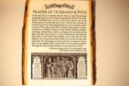 Prayer of Husband and Wife, 11 x 13 inch Laser-Engraved Wood Wall Art, Large, Engraved in the USA, Catholic Living