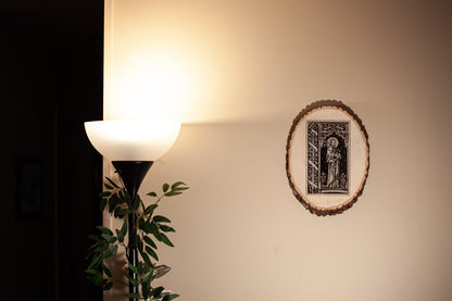 Saint Joseph the Worker, 10 x 13 inch Laser-Engraved Wood Wall Art with Rustic Bark Edge, Engraved in the USA, Catholic Living