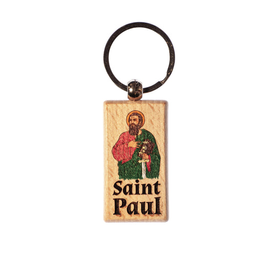 Saint Paul, Hand-Colored, Solid Wood Keychain, Engraved in the USA