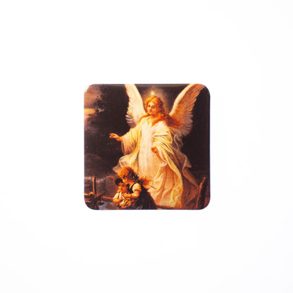 Guardian Angel Catholic Magnet – Sacred Artwork – Durable Metal Frame – Handmade Devotional Gift – Fridge, File Cabinet, Locker