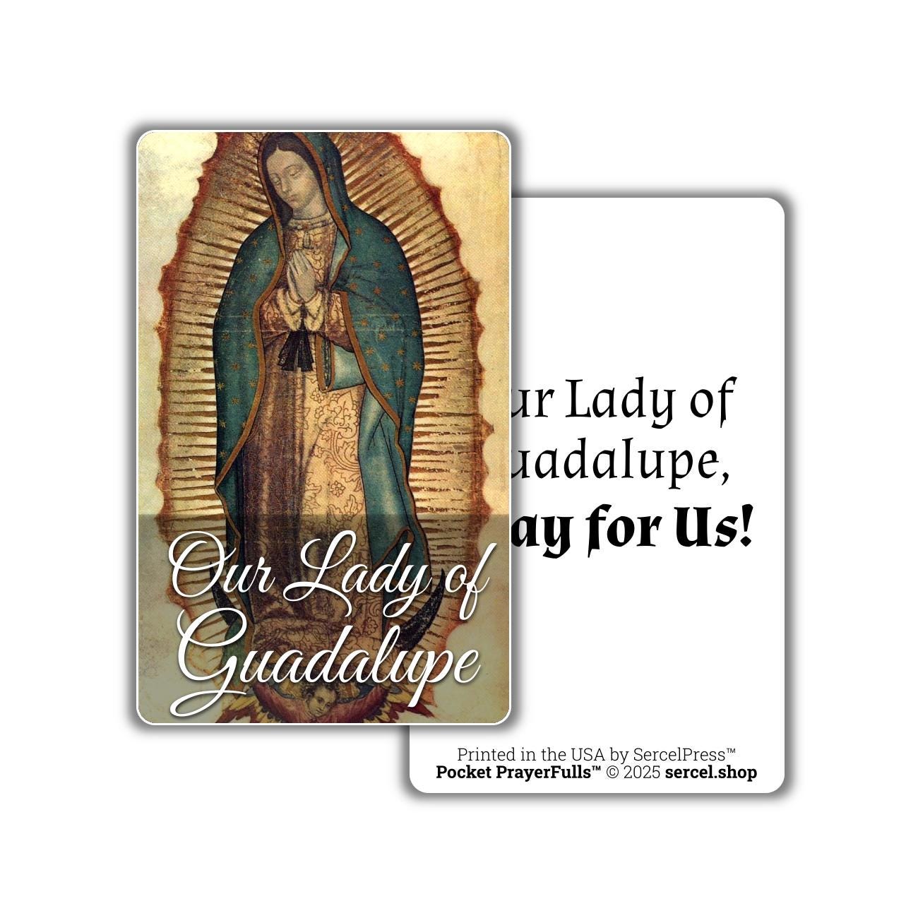 Our Lady of Guadalupe, Durable Plastic Holy Card - English or Spanish - Catholic Wallet Card - Made in the USA - Pocket PrayerFulls™