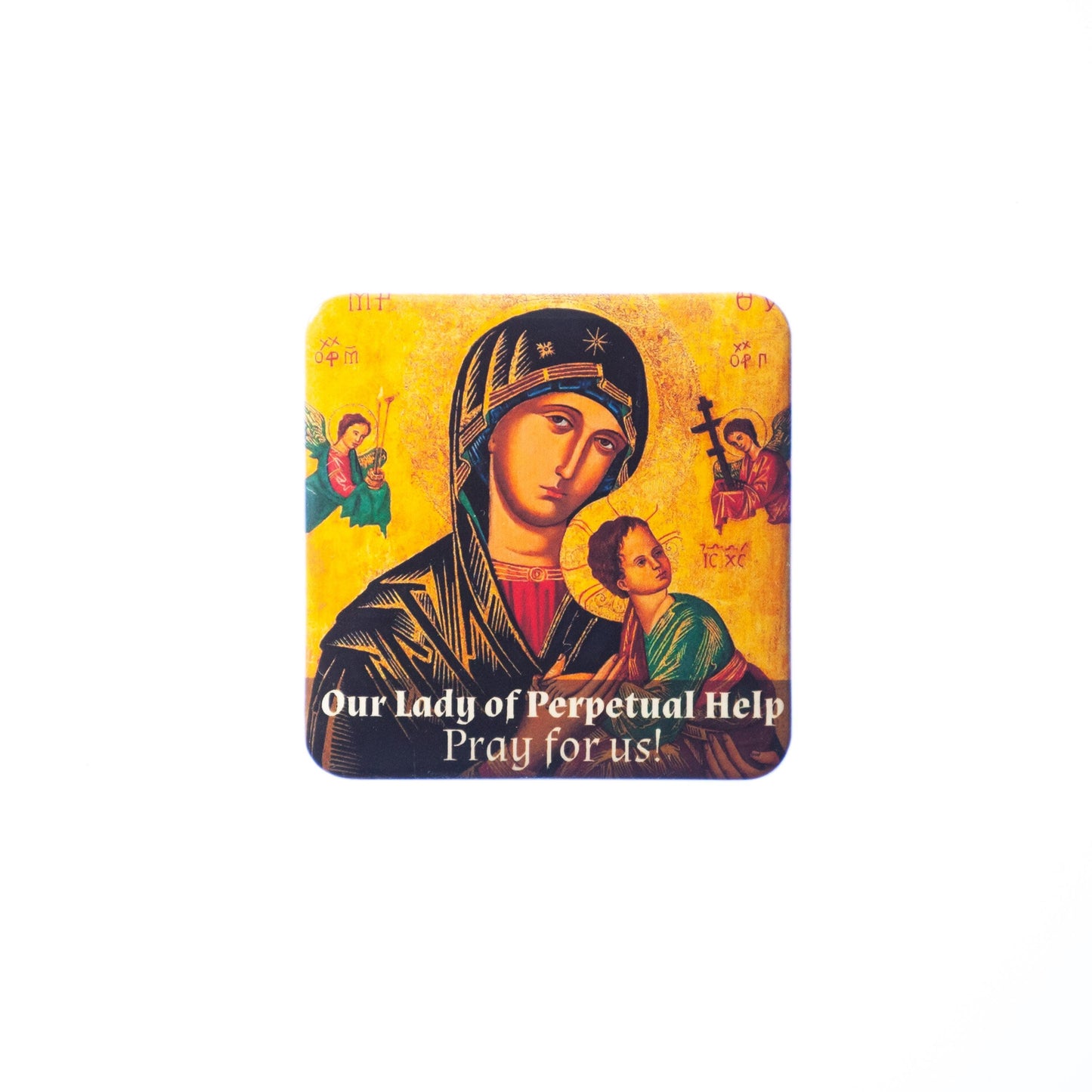 Our Lady of Perpetual Help Catholic Magnet – Sacred Artwork – Durable Metal Frame – Handmade Devotional Gift – Fridge, File Cabinet, Locker
