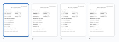 Skip Counting Number Patterns Worksheet Packet, 4 pages, 1st Grade, Instant PDF Download, School, Classroom, Homeschool