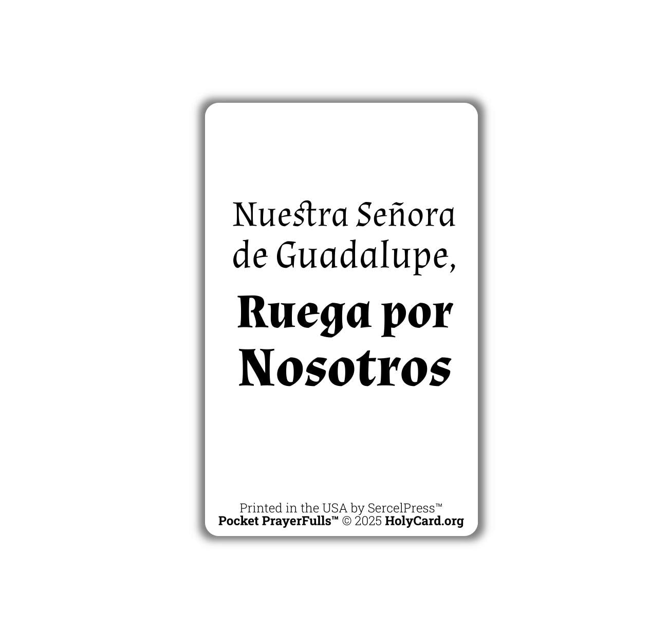 Nuestra Señora de Guadalupe, Estampa Católica Duradera – Tarjeta de Oración de Plástico – Pocket PrayerFulls™