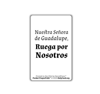 Nuestra Señora de Guadalupe, Estampa Católica Duradera – Tarjeta de Oración de Plástico – Pocket PrayerFulls™