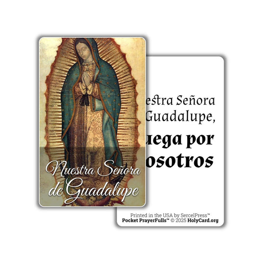 Nuestra Señora de Guadalupe, Estampa Católica Duradera – Tarjeta de Oración de Plástico – Pocket PrayerFulls™