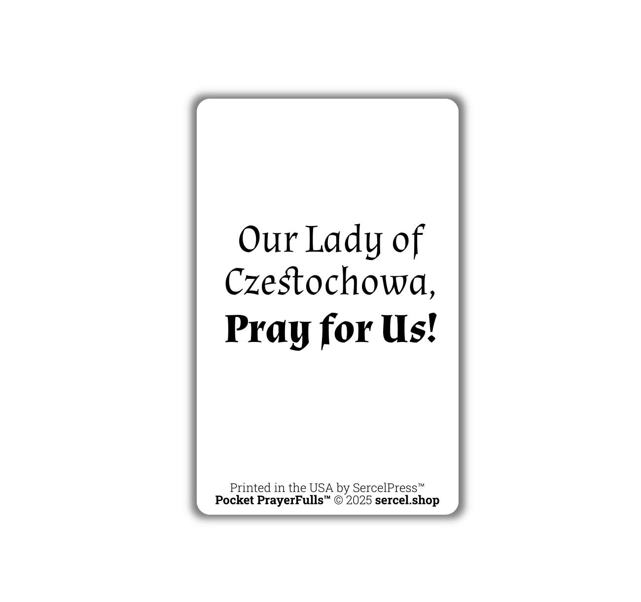 Our Lady of Czestochowa, Durable Plastic Holy Card - English or Polish - Catholic Wallet Card - Made in the USA - Pocket PrayerFulls™