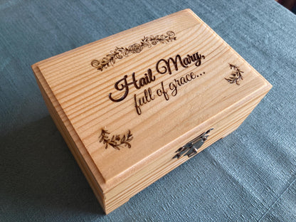 Rosary Box, Hail Mary Full of Grace, Engraved in the USA, Catholic Living
