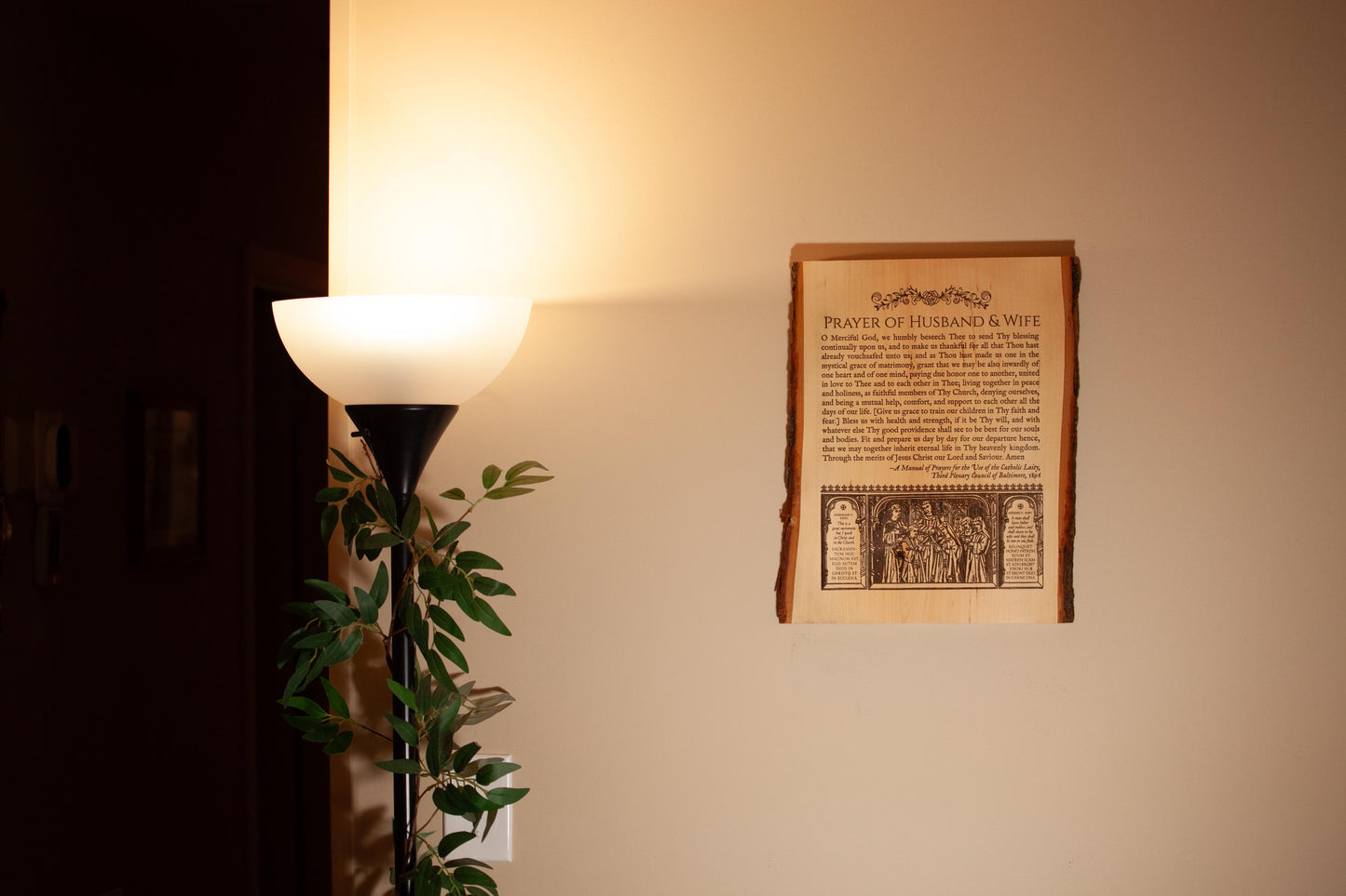 Prayer of Husband and Wife, 12 x 16 inch Laser-Engraved Wood Wall Art, Large, Engraved in the USA, Catholic Living