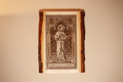 Our Lady of Grace 9" x 11" Laser-Engraved Wood Wall Art with Bark Edge, Engraved in the USA, Catholic Living