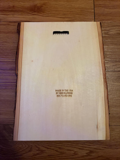 Our Lady of Grace 9" x 11" Laser-Engraved Wood Wall Art with Bark Edge, Engraved in the USA, Catholic Living