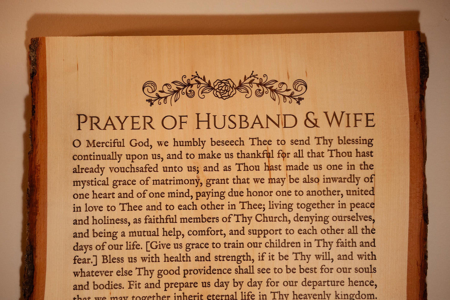 Prayer of Husband and Wife, 12 x 16 inch Laser-Engraved Wood Wall Art, Large, Engraved in the USA, Catholic Living