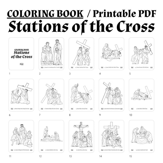 Stations of the Cross - Printable Catholic Coloring Book (14 Pages) – Instant Digital Download PDF